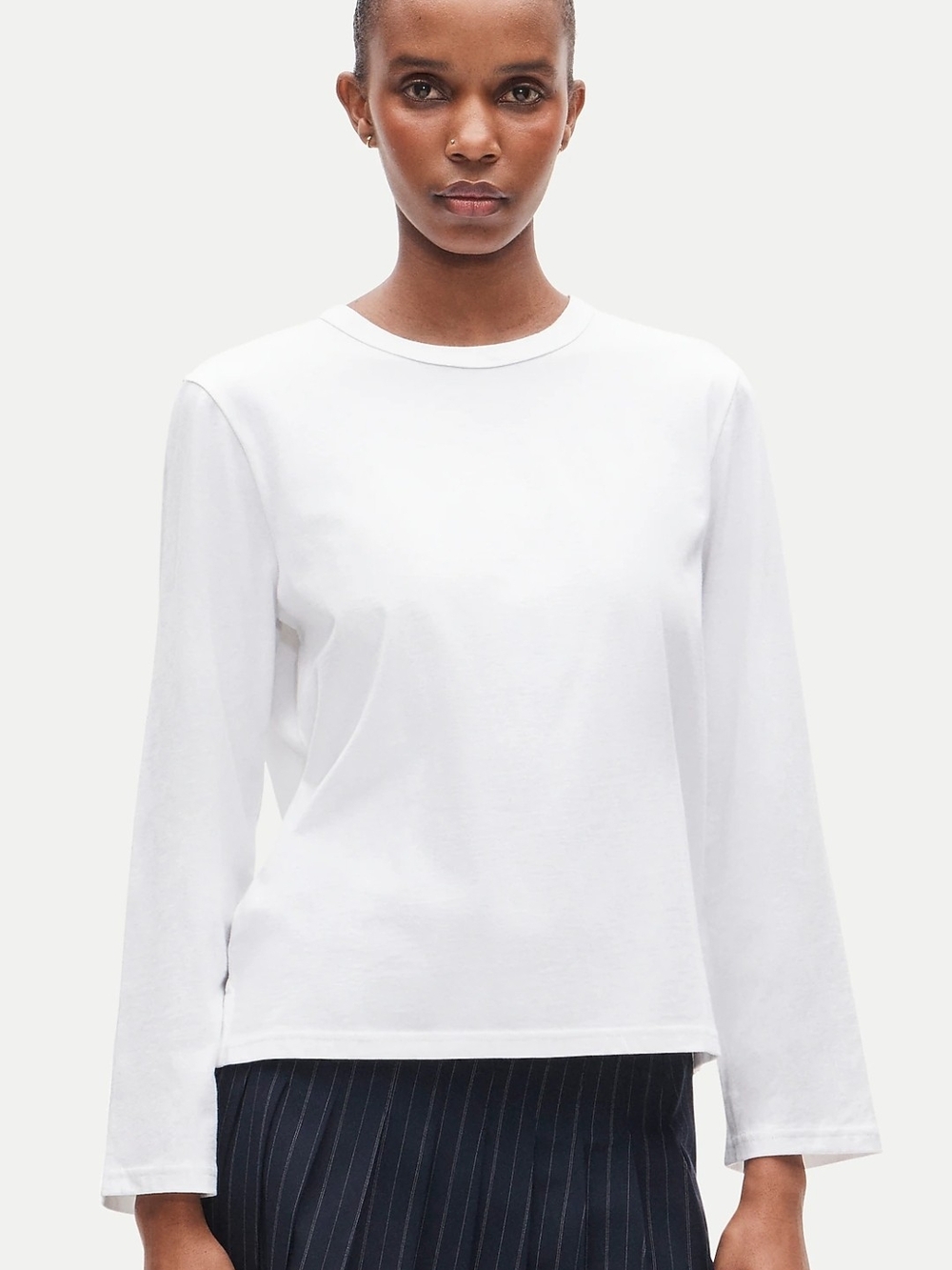 J. Crew White Long-Sleeve Crewneck Tee